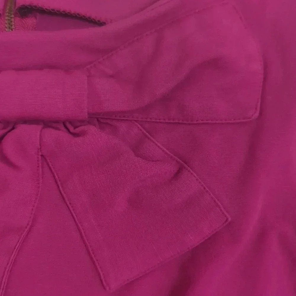 Banana Republic Sleeveless Bowtie Blouse, Color Magenta Size L - Picture 8 of 14
